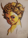 Cherub — Original Marker & Pen on Cardboard by Roberto Cisneros