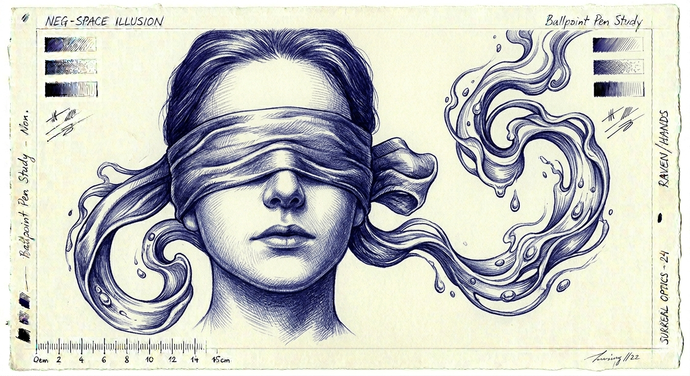 Blindfolded Figure – Tattoo Flash Design