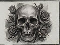 Skull & Roses – Tattoo Flash Design